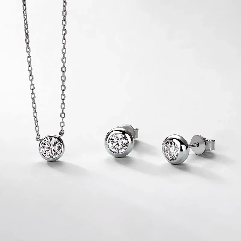 JewelyKing S925 Sterling Silver 1CT Lab Grown Diamond Necklace Lightweight Luxury Casual Design Jewelry JKNS0011