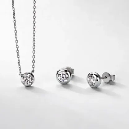 JewelyKing S925 Sterling Silver 1CT Lab Grown Diamond Necklace Lightweight Luxury Casual Design Jewelry JKNS0011
