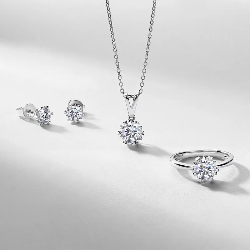 JewelyKing S925 Sterling Silver 1CT Lab Grown Diamond Necklace Lightweight Luxury Casual Design Jewelry JKNS0012