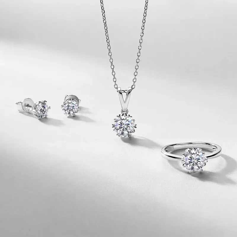 JewelyKing S925 Sterling Silver 1CT Lab Grown Diamond Necklace Lightweight Luxury Casual Design Jewelry JKNS0012
