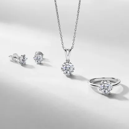 JewelyKing S925 Sterling Silver 1CT Lab Grown Diamond Necklace Lightweight Luxury Casual Design Jewelry JKNS0012
