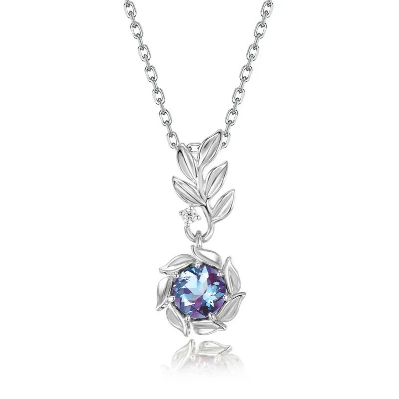 JewelyKing Luxury Fine Jewelry S925 Sterling Silver Alexandrite Necklace JKNS0018