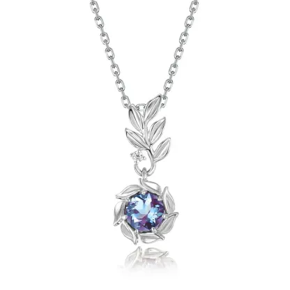 JewelyKing Luxury Fine Jewelry S925 Sterling Silver Alexandrite Necklace JKNS0018