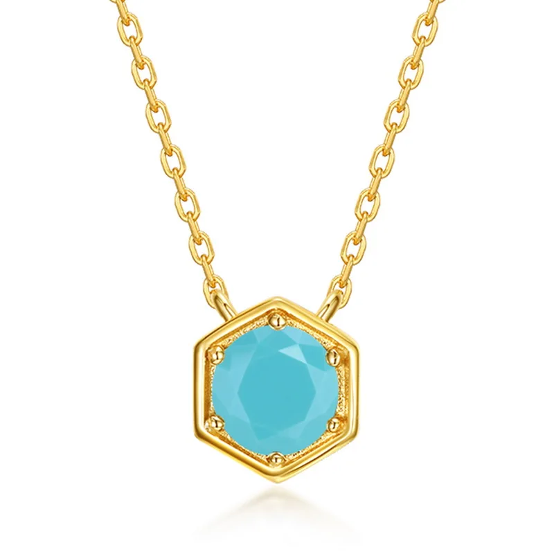 JewelyKing S925 Sterling Silver Natural Colored Gemstone Pendant Necklace JKNS0177