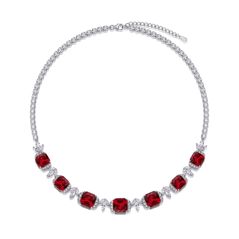 Luxury Bridal Necklace Lab Grown Sapphire S925 Sterling Silver Plated Gold Exquisite Pendant Necklace