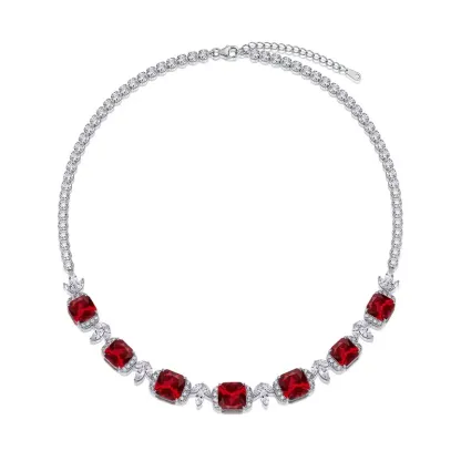 Luxury Bridal Necklace Lab Grown Sapphire S925 Sterling Silver Plated Gold Exquisite Pendant Necklace