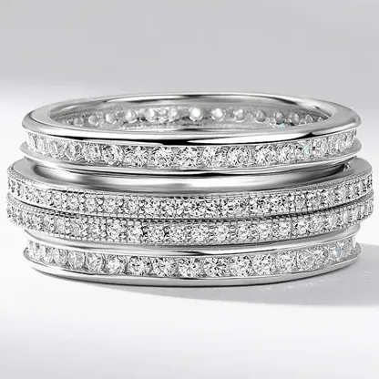 JewelyKing S925 Sterling Silver Full Diamond Rotatable Index Finger Inlaid 5A White Zircon Men Ring JKRS0258