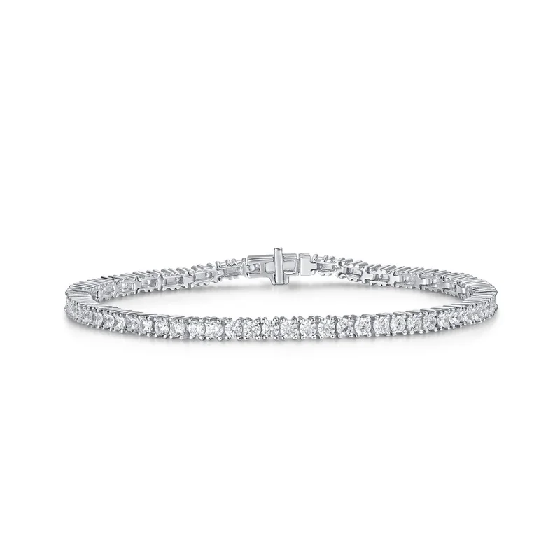 JewelyKing S925 Sterling Silver Zircon Round CZ Diamond Bracelet JKBS0042