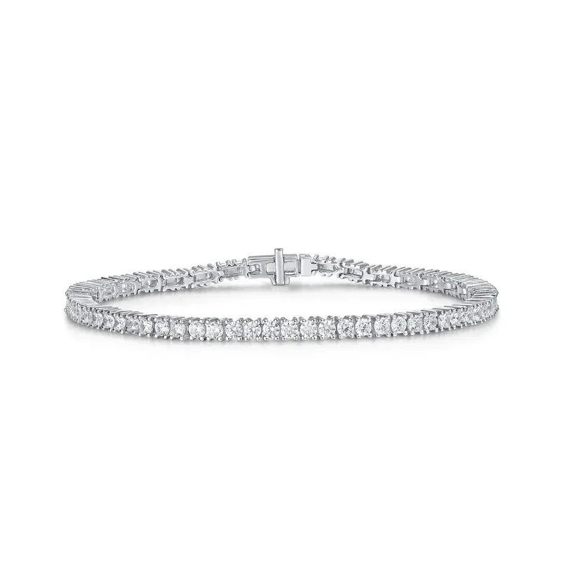 JewelyKing S925 Sterling Silver Zircon Round CZ Diamond Bracelet JKBS0042