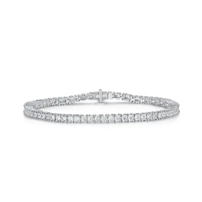 JewelyKing S925 Sterling Silver Zircon Round CZ Diamond Bracelet JKBS0042