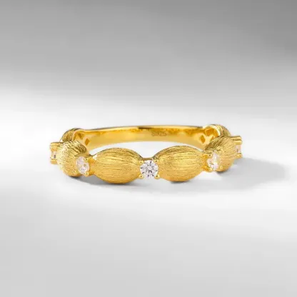 Jewelyking Italian Brushed Ring 14K Gold High End Retro Index Finger Jewelry Ring JKRS0104