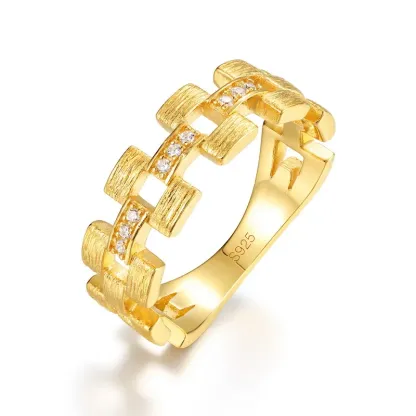 Jewelyking 14K Gold Plated Geometric Modern Pave Design with Cubic Zirconia JKRS0113