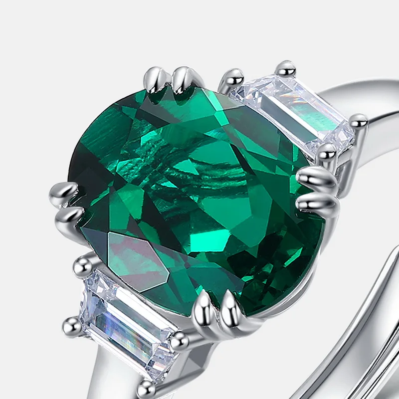 Jewelry Lab Grown Emerald Rings Costume Jewelry Emerald Gemstone Ring Wedding Engagement Diamond Ring for Women