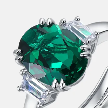 Jewelry Lab Grown Emerald Rings Costume Jewelry Emerald Gemstone Ring Wedding Engagement Diamond Ring for Women