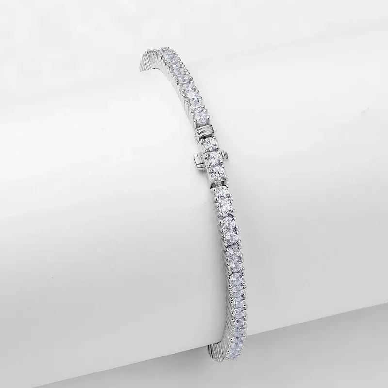 JewelyKing S925 Sterling Silver Zircon Round CZ Diamond Bracelet JKBS0042