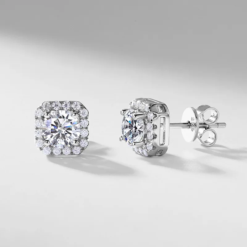 Women's 925 Sterling Silver Lab Grown Diamond Stud 5MM Earrings 