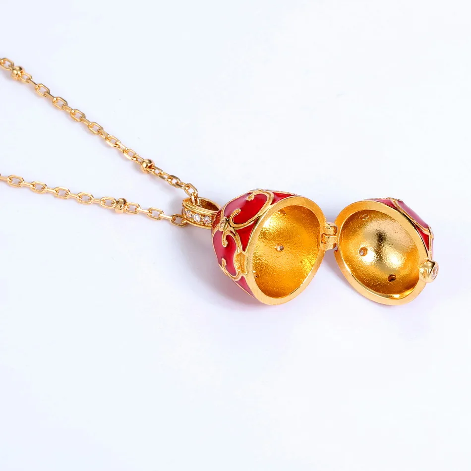 Women Fashion Jewelry Hand Enameled Easter Day Russian Style Faberge Egg Necklace Pendant