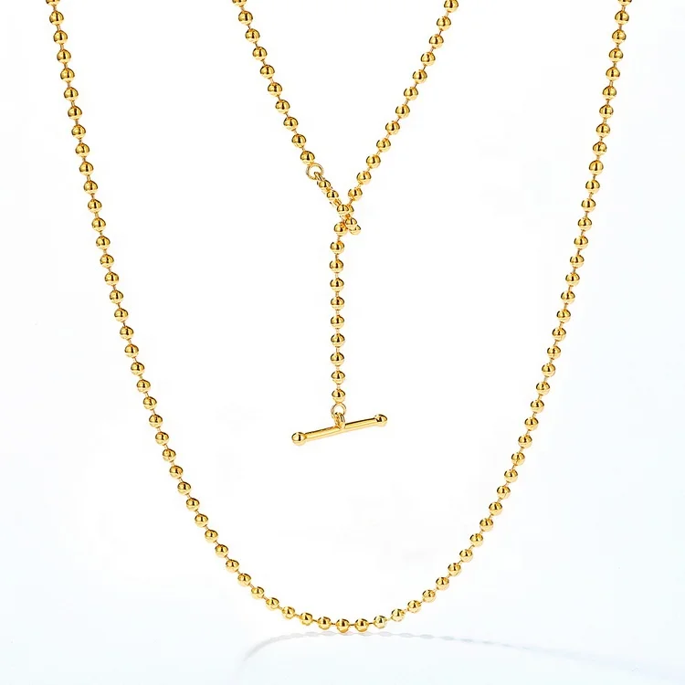 JewelyKing Gold Plated Bar Lariat Adjustable O T Buckle Choker Ball Chain Necklace JKNS159