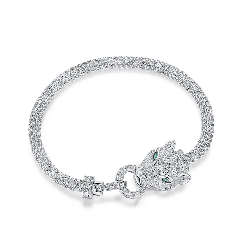 JewelyKing Temperament All Match Leopard Head  Micro-inlaid Gemstone Zirconia Hand Bracelet JKBS0044