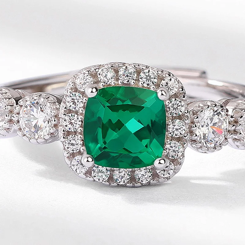 2 Ct Lab Created Emerald Colored Zirconia Women's Engagement Ring 925 Sterling Silver Ring Wholesale