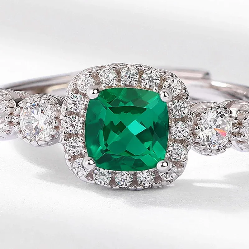 2 Ct Lab Created Emerald Colored Zirconia Women's Engagement Ring 925 Sterling Silver Ring Wholesale