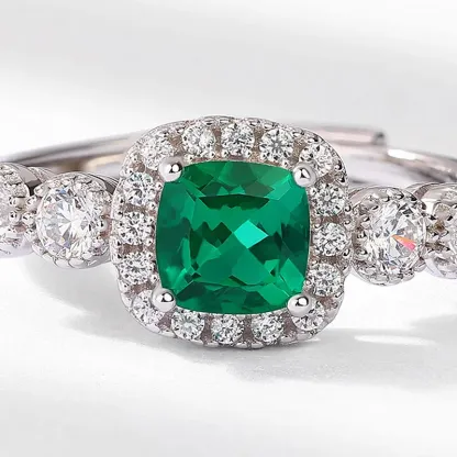 2 Ct Lab Created Emerald Colored Zirconia Women's Engagement Ring 925 Sterling Silver Ring Wholesale