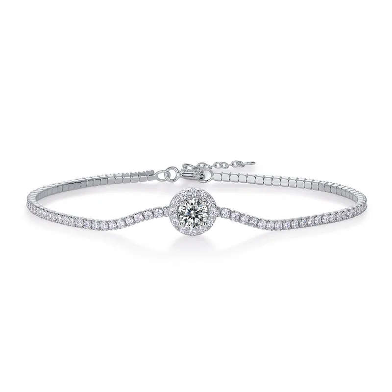 High End S925 Sterling Silver Gold-Plated Bracelet New Fashion Lab Grown Ruby Emerald Women's Adjustable Tennis Bracelet Bangle