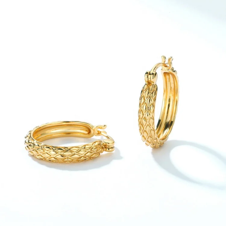 JewelyKing S925 Silver Trendy Style Gold Plating Geometric Minimalist Hoop Earrings JKES0118