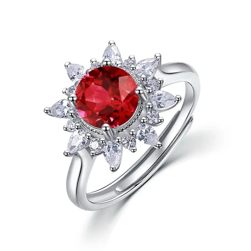 Panyu High Jewelry Customized Lab Grown Emerald Ruby Flower Ring
