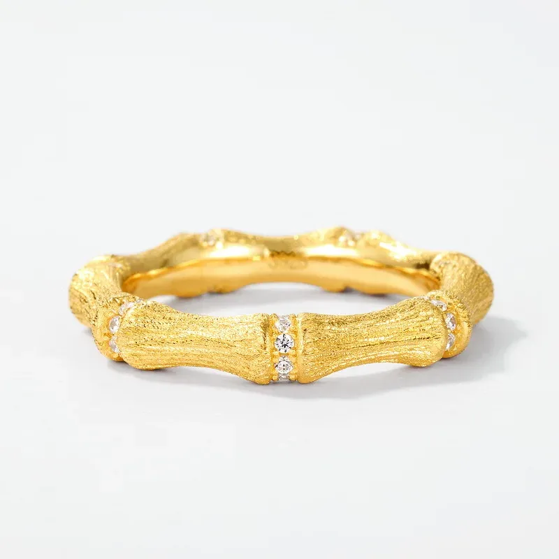Jewelyking  S925 Sterling Silver Italian Brushed Craft Ring 14K Gold Gold Plated Retro Style Light Luxury Jewelry JKRS0109
