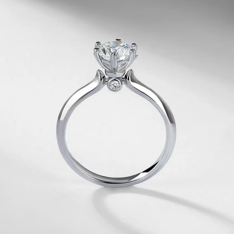 JewelyKing S925 Sterling Silver 1 Carat Lab Grown Diamond Classic Six Claw Wedding Ring Women Fine Jewelry JKRS0003