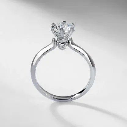 JewelyKing S925 Sterling Silver 1 Carat Lab Grown Diamond Classic Six Claw Wedding Ring Women Fine Jewelry JKRS0003