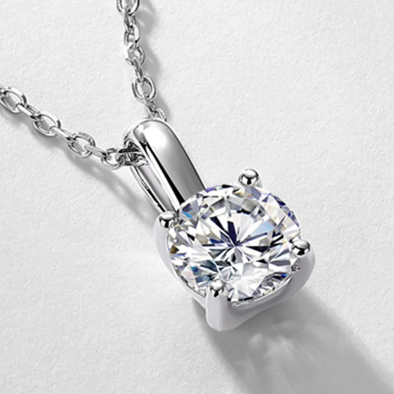 JewelyKing S925 Sterling Silver Hpht Lab Grown Diamond Necklace Charm Jewelry JKNS0013