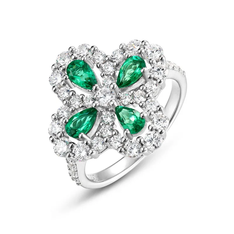 Eternity Ring Costume Jewelry Emerald Ring Cut 5a Cz Wedding Silver Rings for Women