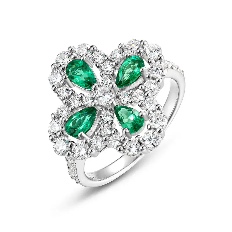 Eternity Ring Costume Jewelry Emerald Ring Cut 5a Cz Wedding Silver Rings for Women