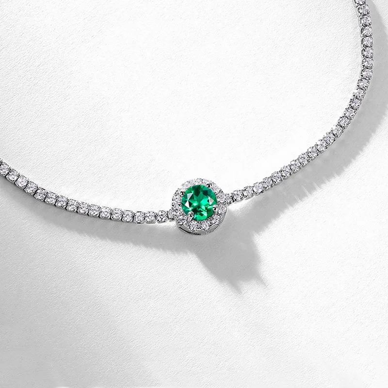 High End S925 Sterling Silver Gold-Plated Bracelet New Fashion Lab Grown Ruby Emerald Women's Adjustable Tennis Bracelet Bangle