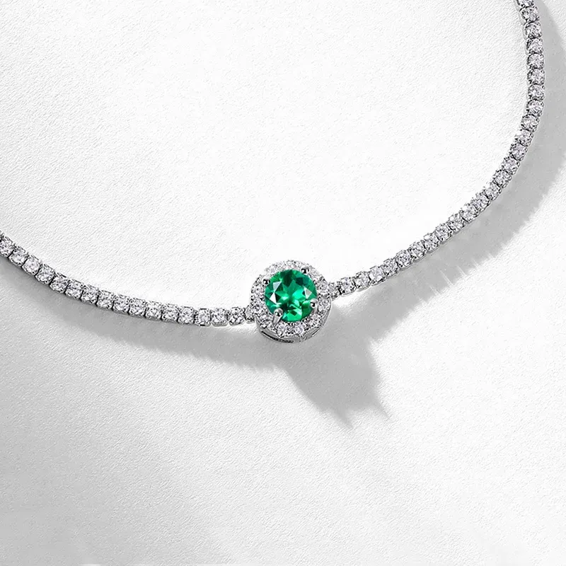 High End S925 Sterling Silver Gold-Plated Bracelet New Fashion Lab Grown Ruby Emerald Women's Adjustable Tennis Bracelet Bangle