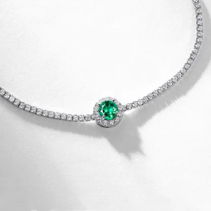High End S925 Sterling Silver Gold-Plated Bracelet New Fashion Lab Grown Ruby Emerald Women's Adjustable Tennis Bracelet Bangle