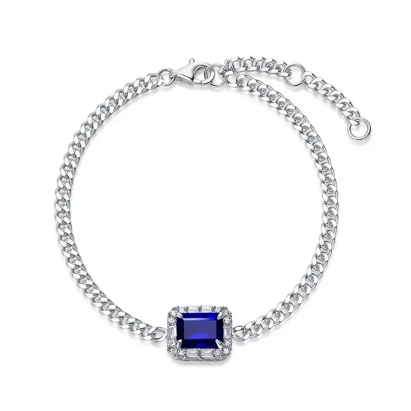 New Classic Chain Bracelet Set S925 SilverLab Grown Green Bracelet Full Diamond Sets Advanced Cultivated Gem Bracelet