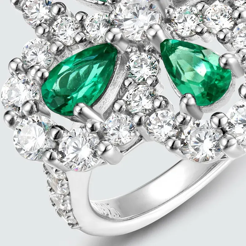 Eternity Ring Costume Jewelry Emerald Ring Cut 5a Cz Wedding Silver Rings for Women