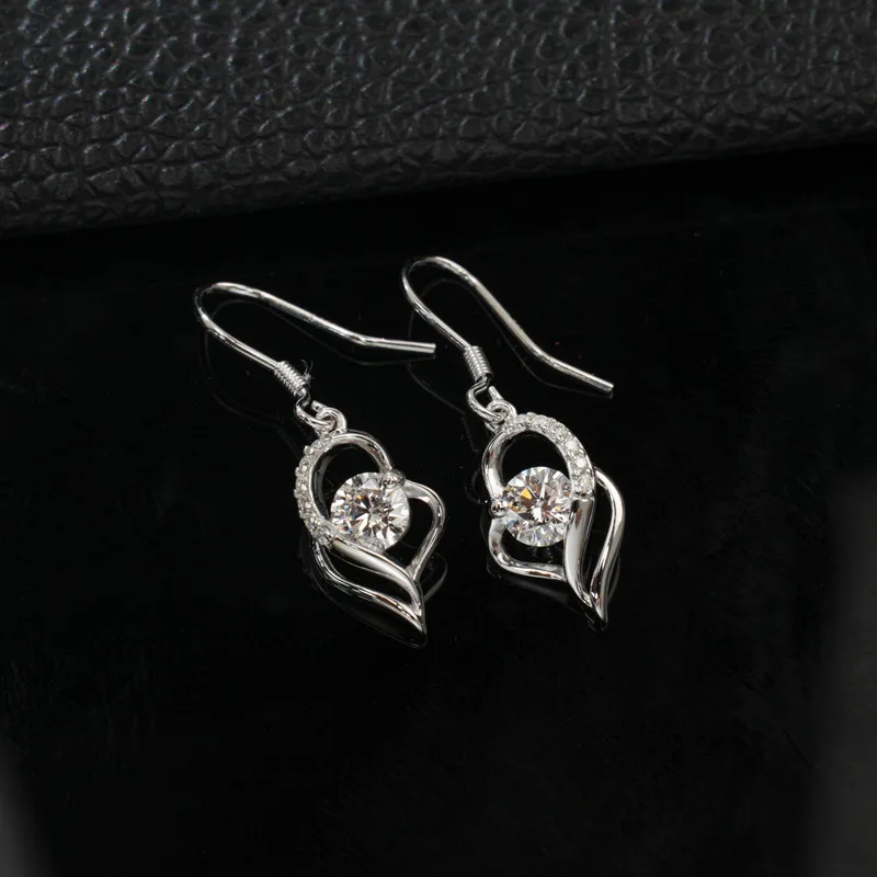 Lab Grown Diamond Drop Earrings Trendy 925 Sterling Silver Gold Plated Dangle Hooks