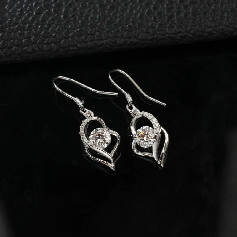 Lab Grown Diamond Drop Earrings Trendy 925 Sterling Silver Gold Plated Dangle Hooks