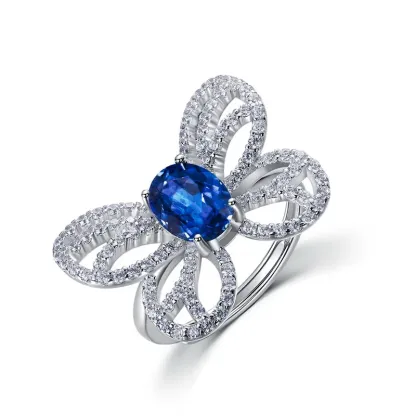 Panyu Custom Luxury Butterfly Design Lab Grown Emerald Ring 925 Sterling Silver Gemstone Jewelry