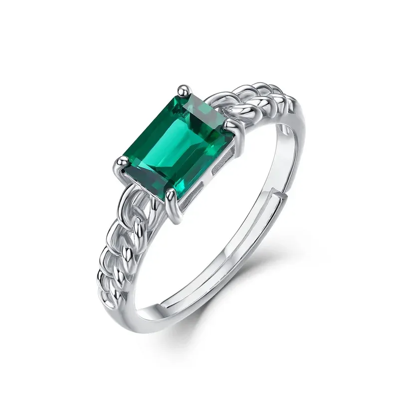 S925 Sterling Silver Exquisite Female Costume Jewelry Emerald Ring for Women