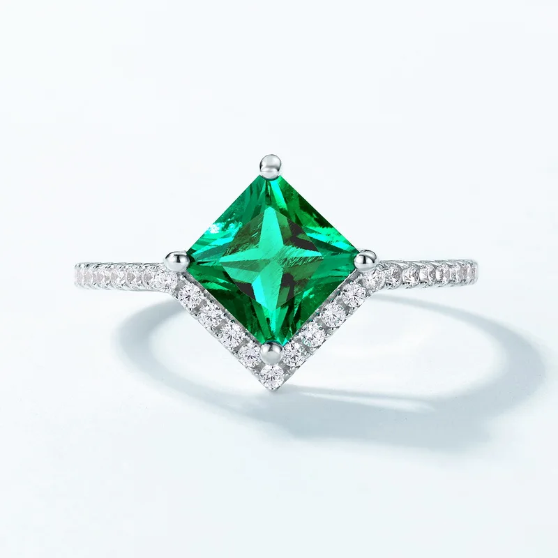Panyu 925 Silver New Square Emerald Ring White Cz S925 Sterling Silver Light Luxury Jewelry for Women Wholesale