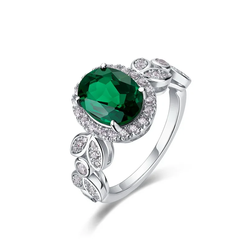 2 Ct Lab Created Emerald Colored Zirconia Women's Engagement Ring 925 Sterling Silver Ring Wholesale