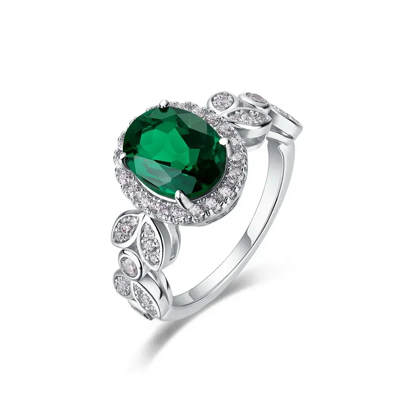 2 Ct Lab Created Emerald Colored Zirconia Women's Engagement Ring 925 Sterling Silver Ring Wholesale