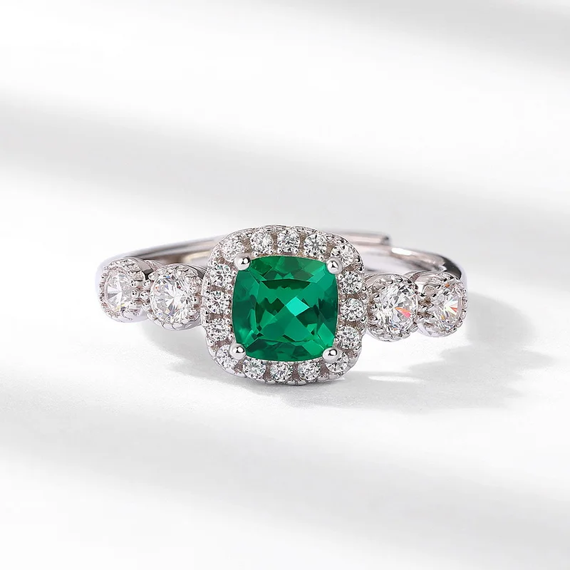 2 Ct Lab Created Emerald Colored Zirconia Women's Engagement Ring 925 Sterling Silver Ring Wholesale