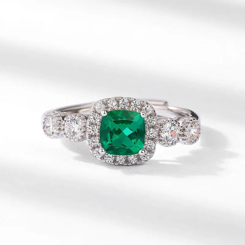 2 Ct Lab Created Emerald Colored Zirconia Women's Engagement Ring 925 Sterling Silver Ring Wholesale