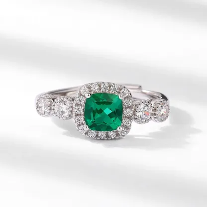 2 Ct Lab Created Emerald Colored Zirconia Women's Engagement Ring 925 Sterling Silver Ring Wholesale